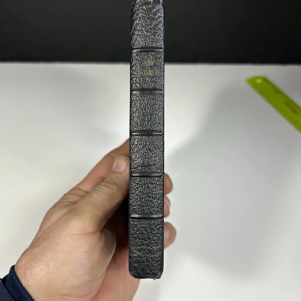 1950's New Testament Red Letter Edition Black Leather Pocket Bible Vintage